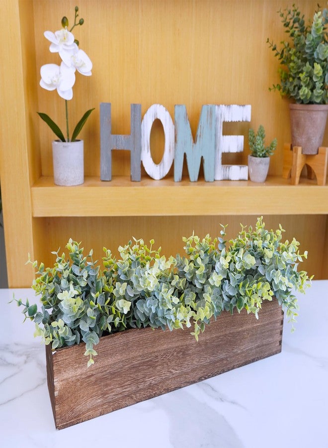 windiy Winlyn Rustic Wooden Planter Box 17.3" L x 3.9" W x 3.9" H Brown Rectangular Planter Decorative Wood Box with Removable Plastic Liner Window Box for Farmhouse Wedding Home Garden Table Centerpiece. - Image 3